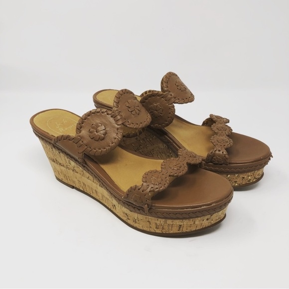 Jack Rogers Shoes - Jack Rogers Brown cognac leather sandal wedge 9.5